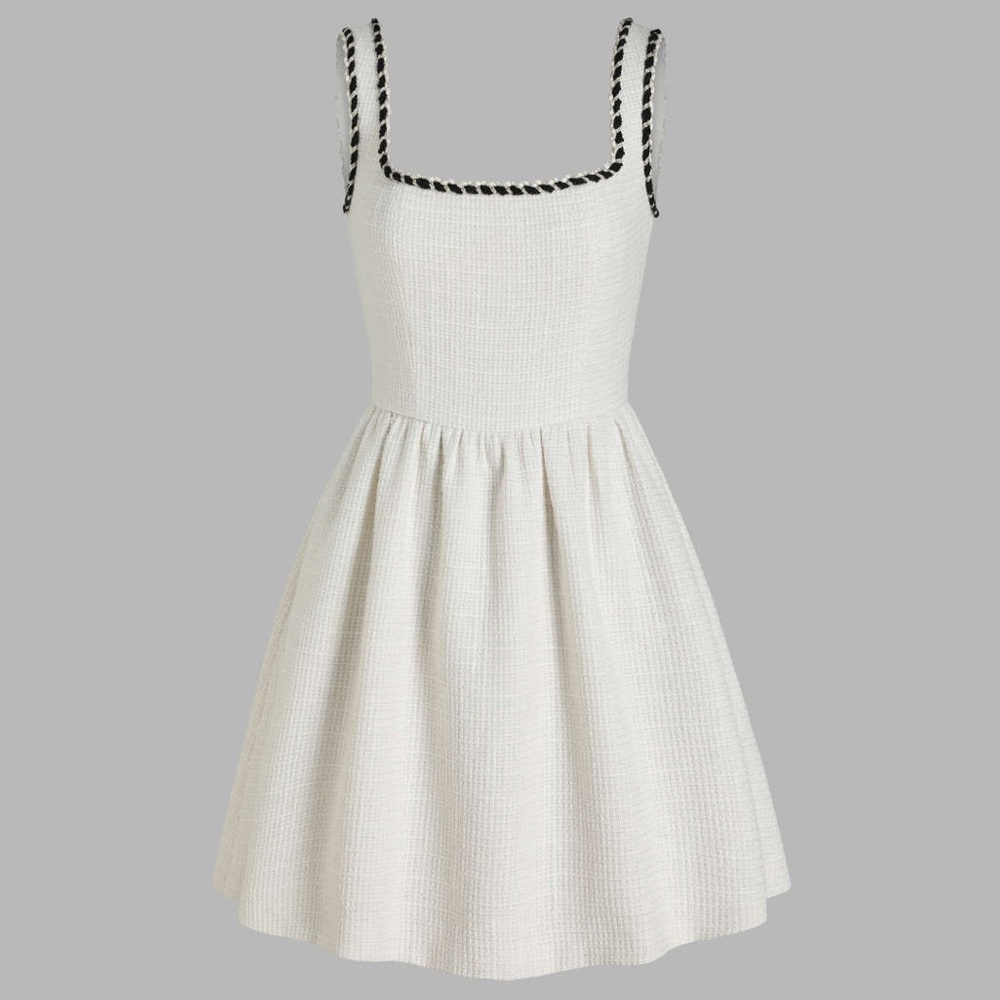 Cider tweed u-neckline solid mini dress